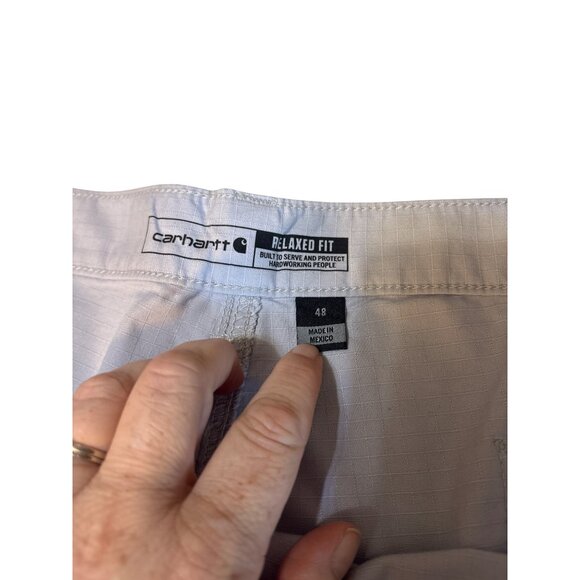 Carhartt Force NWT Relaxed Fit Ripstop Cargo Shorts Mens Size 48 Light Gray Dura - Picture 2 of 4